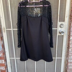 SHEIN Black Lace Long Sleeve Dress